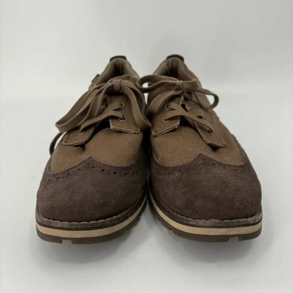 CAT Wingtip‎ Oxford Shoes Mens 11.5 Brown Canvas Caterpillar Lace Up
